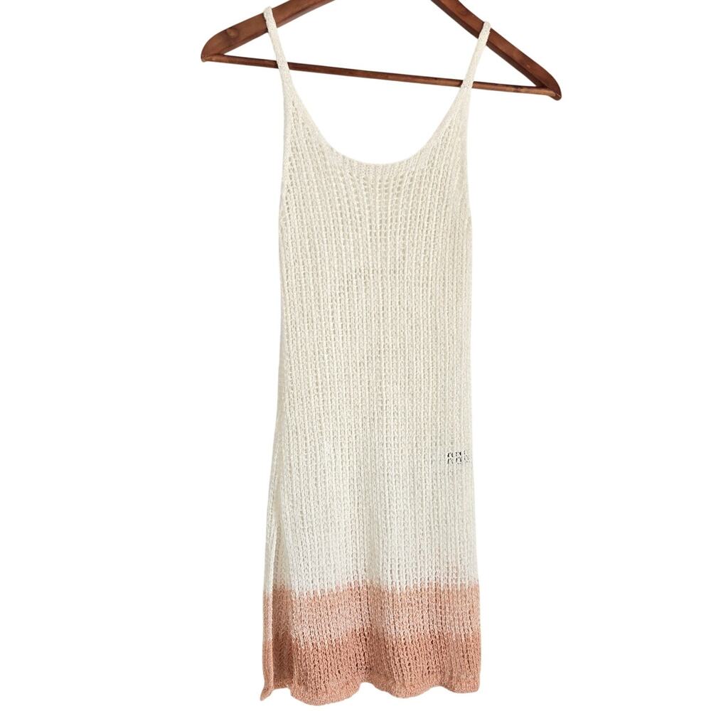 White and Blush Ombre Knit Dress Size Small 100% Viscose Resort Boho Mermaidcore